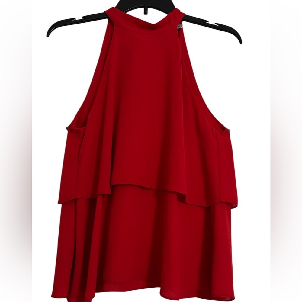 Zara TRF Collection Red Ruffle Sleeveless Halter Top Tied on Back in Size XS
